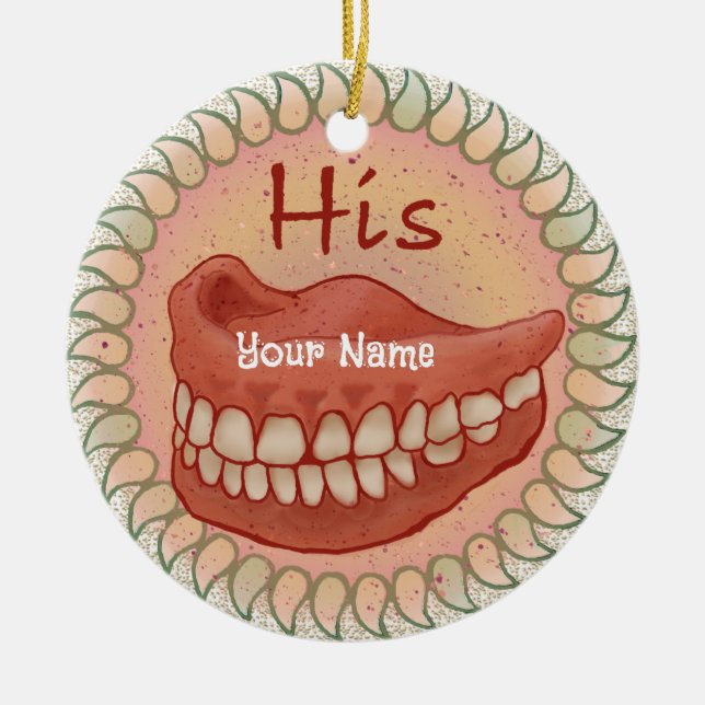 His False Teeth  Ceramic Tree Decoration (Front)