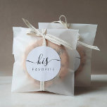 His Favourite Сalligraphic Favour Gift Classic Rou Classic Round Sticker<br><div class="desc">His Favourite Favour Sticker with modern calligraphy for Wedding Welcome Bag. Design features a modern style script text layout. To make advanced changes,  please select "Click to customise further" option under Personalise this template.</div>