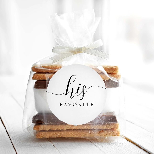 His Favourite Сalligraphic Favour Gift Classic Round Sticker (Creator Uploaded)