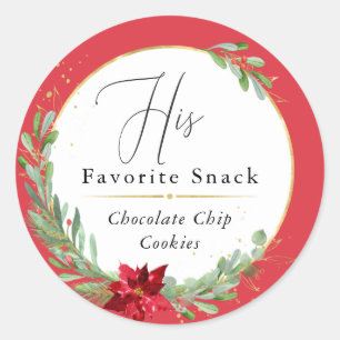 His Favourite Christmas Wedding Favour Red Classic Round Sticker