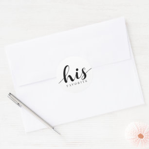 His Favourite Groom Bold Chic Black White Elegant Classic Round Sticker