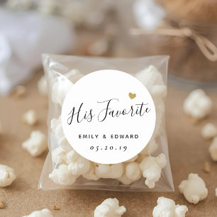 His Favourite Personalised Wedding Favour Classic Round Sticker