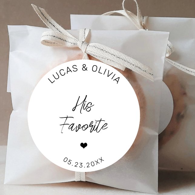 His Favourite Wedding Candy Favour Bridal Shower Classic Round Sticker (Creator Uploaded)