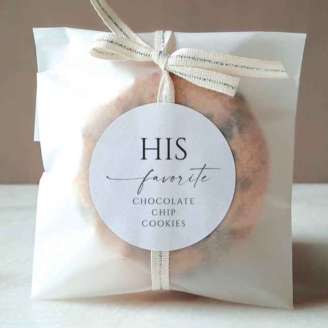 His Favourite Wedding Favour Editable Round Sticke Classic Round Sticker (Creator Uploaded)