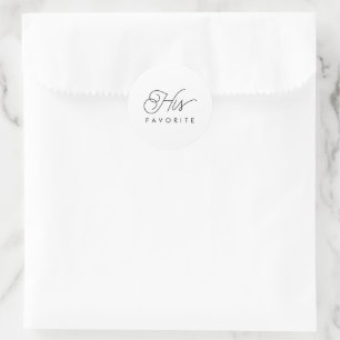 His Favourite Wedding Favour Modern Calligraphy Classic Round Sticker