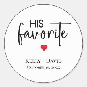His Favourite Wedding Favour Stickers for Treat Ba