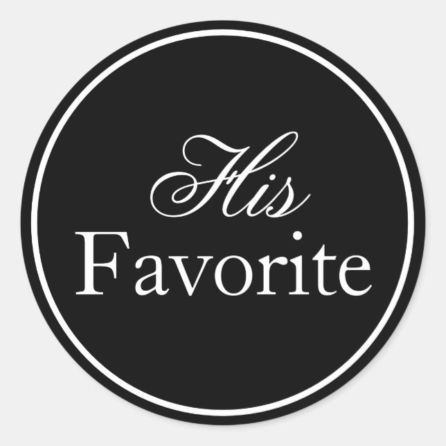 "His Favourite" Wedding Sticker Black and White (Front)