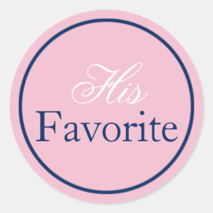 "His Favourite" Wedding Sticker Blush Pink/Navy