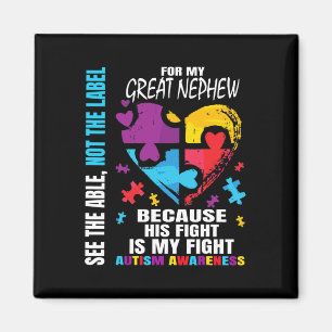 His Fight Blue Great Nephew Autism Awareness Aunt  Magnet