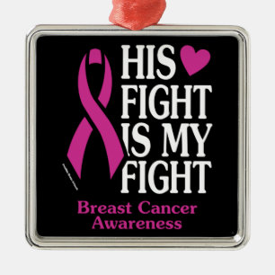 His Fight...Breast Cancer Metal Tree Decoration