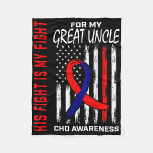His Fight Chd Awareness Great Uncle American Flag  Fleece Blanket