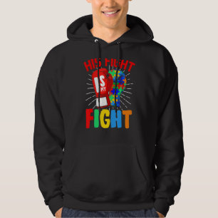 His Fight Is My Fight Autism Awareness Puzzle Boxi Hoodie