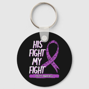 His Fight Is My Fight Epilepsy Seizure Purple Ribb Key Ring