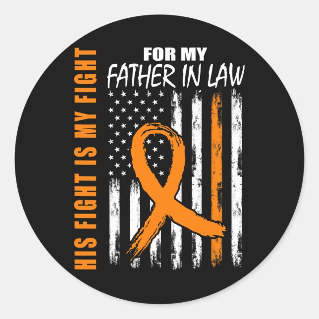 His Fight Is My Fight Grandpa Leukaemia Awareness  Classic Round Sticker (Front)