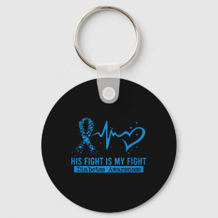 His Fight Is My Fight Heart Ribbon Diabetes Awaren Key Ring