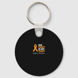 His Fight Is My Fight Leukaemia Orange Ribbon Love Key Ring