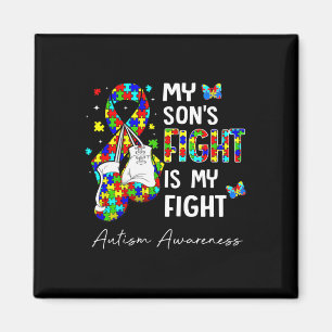 His Fight Is My Fight My Son Autism Awareness Supp Magnet