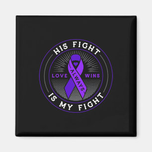 His fight is my fight ribbon pancreatic cancer awa magnet