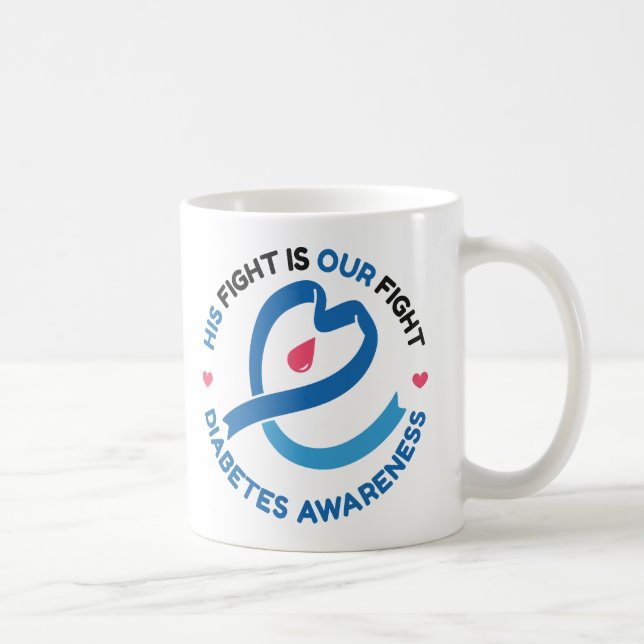 His Fight Is Our Fight – Diabetes Awareness Coffee Mug (Right)