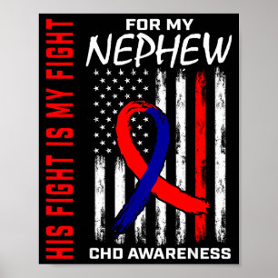 His Fight Nephew Chd Awareness American Flag Graph Poster