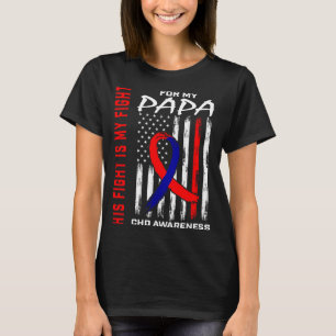 His Fight Papa Chd Awareness American Flag Graphic T-Shirt