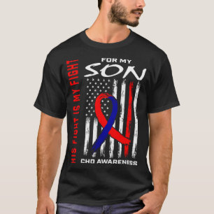 His Fight Son Chd Awareness American Usa Flag Grap T-Shirt