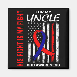 His Fight Uncle Chd Awareness American Flag Graphi Magnet