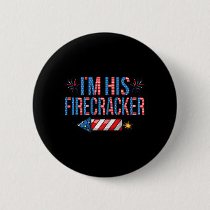 His Firecracker 4th Of July Cute Matching Couple W 6 Cm Round Badge