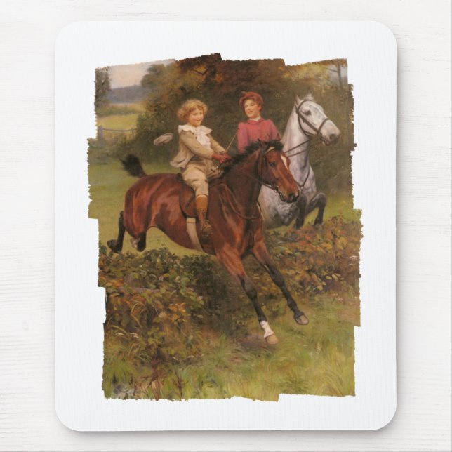 His First Fence Boy and Horse Jumping Fence Mouse Pad (Front)