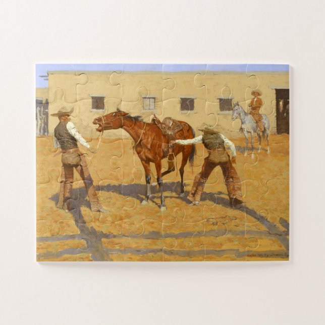 His First Lesson 1903 by Frederic Remington Jigsaw Puzzle (Horizontal)