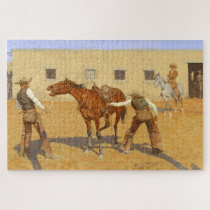 His First Lesson 1903 by Frederic Remington Jigsaw Puzzle