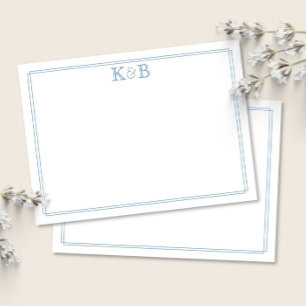 His & Her Initials Couples Monogram Stationery Card