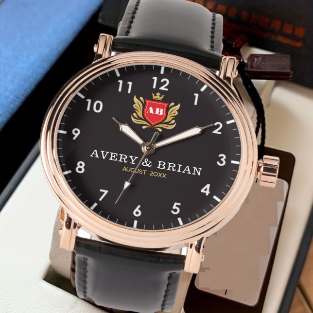 His & her name initials monogram couple watch (Creator Uploaded)