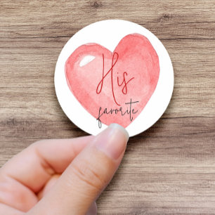 His, Her, Our Favourite Bridal Shower Wedding Favo Classic Round Sticker