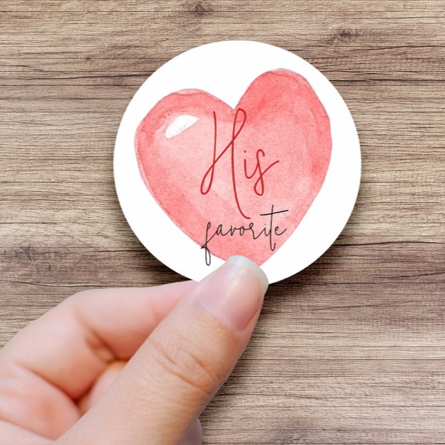 His, Her, Our Favourite Bridal Shower Wedding Favo Classic Round Sticker (Creator Uploaded)