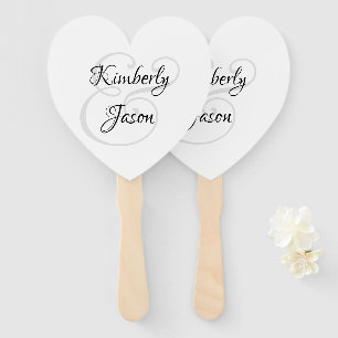 His & Her Script Names, Black & Grey Hand Fan