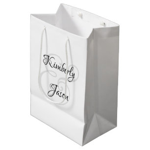 His & Her Script Names, Black & Grey Medium Gift Bag