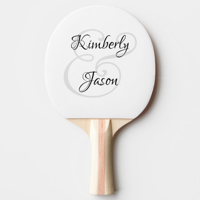 His & Her Script Names, Black & Grey Ping Pong Paddle (Front)