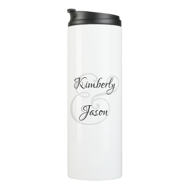 His & Her Script Names, Black & Grey Thermal Tumbler (Rotated Right)