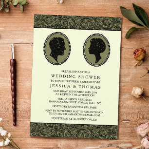 His & Hers Art Deco Silhouette Wedding Shower Invitation