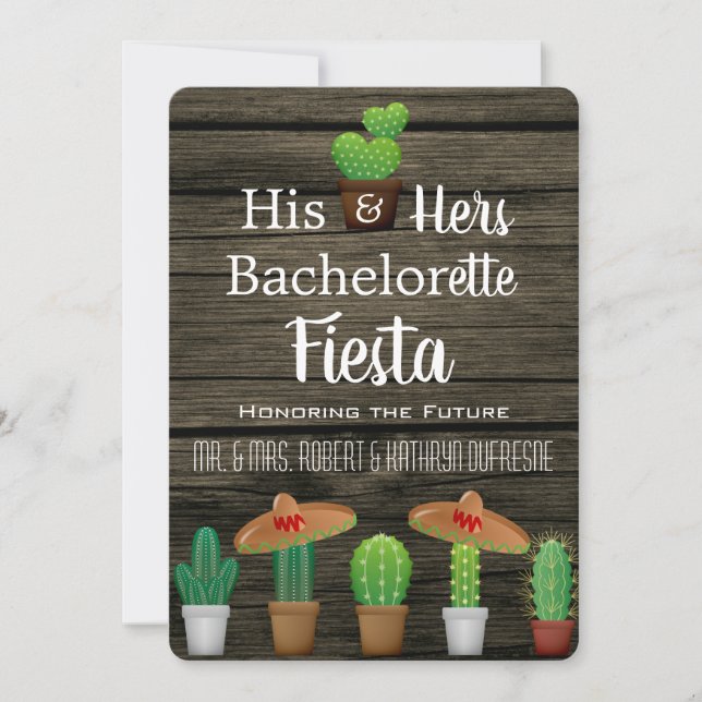 His & Hers Bachelor/Bachelorette Fiesta Invitation (Front)
