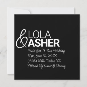 His & Hers Bold and Light Names Wedding Invitation