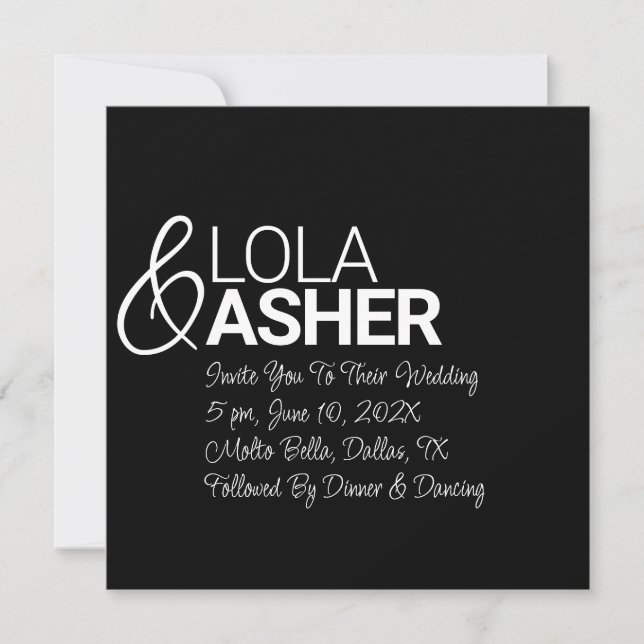 His & Hers Bold and Light Names Wedding Invitation (Front)
