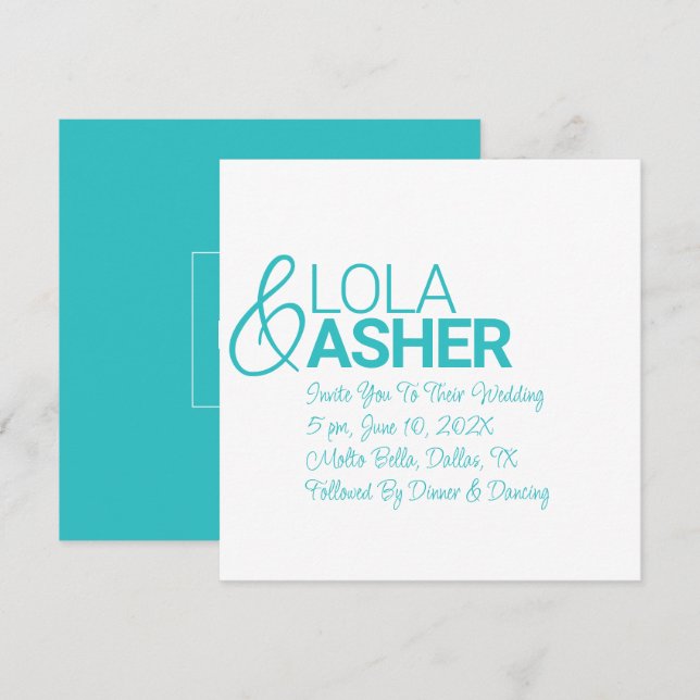 His & Hers Bold and Light Names Wedding Invitation (Front/Back)