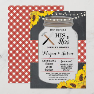 His & Hers Couple's Shower Engagement Red Invite