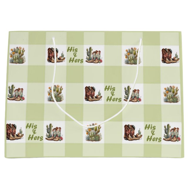 His & Hers Cowboy Cowgirl Boots Gift Bag (Front)