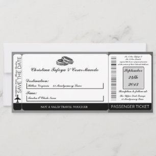 His/Hers Diamond Boarding Pass Wedding Invitation