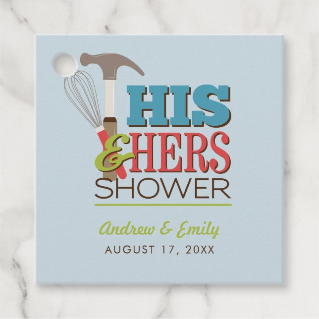 His & Hers Hammer Whisk Couples Shower Favour Tags (Front)