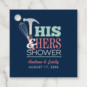 His & Hers Hammer Whisk Handy Couple Shower Favour Tags
