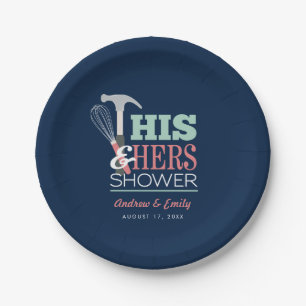 His & Hers Hammer Whisk Handy Couple Shower Paper Plate
